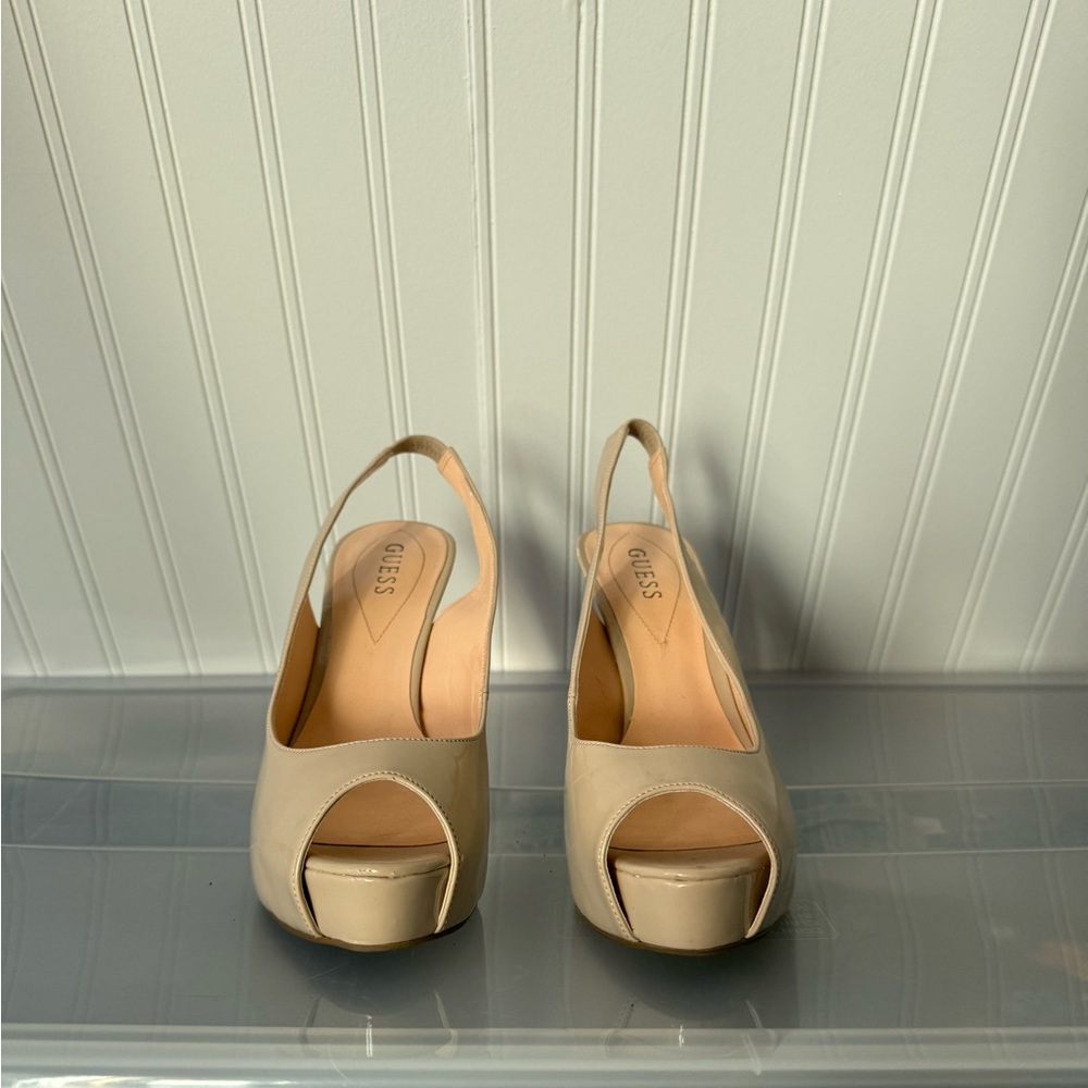 Guess Nude Slingback platform heels